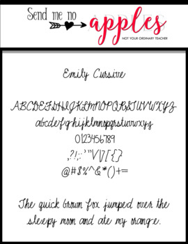 Preview of Emily Cursive {Emily Font} CUPU