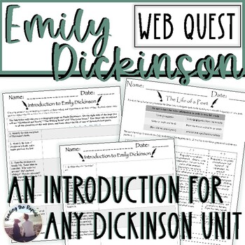 Preview of Emily Dickinson Background Web Quest & Biography Activity Use for ANY Poem