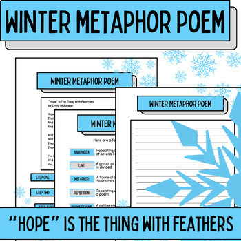 Preview of Emily Dickinson Christmas & Winter Themed Metaphor Poetry Writing