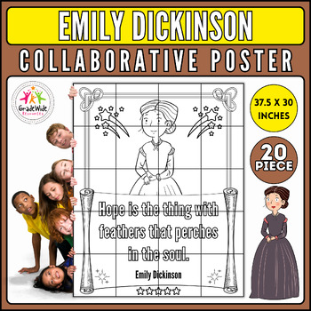 Preview of Emily Dickinson Collaborative Coloring Poster: National Poetry Month Craft