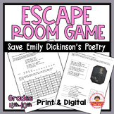 Emily Dickinson ESCAPE ROOM: Poetry Month Reading Comprehe