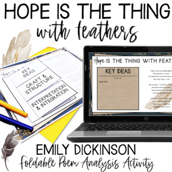 Preview of Emily Dickinson Hope is the Thing with Feathers Poem Analysis Activity