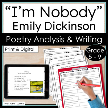 Preview of Emily Dickinson "I'm Nobody" Poem -- Poetry Analysis and Creative Writing