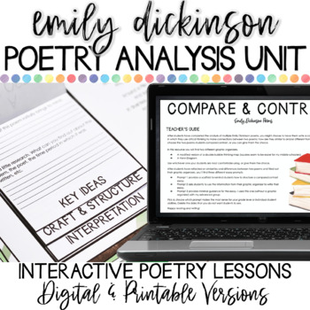 Preview of Emily Dickinson Interactive Poetry Unit | A Middle School Poetry Study