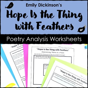 Preview of Emily Dickinson Theme in Poetry Activities - "Hope Is the Thing with Feathers"