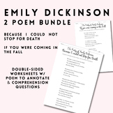 Emily Dickinson Poetry Bundle of TWO Poems w/ Questions