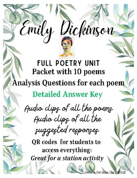 Preview of Emily Dickinson: Teaching Poetry in stations, Full Unit and Teacher Key