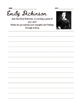 Preview of Emily Dickinson Write Your Own Poem Worksheet