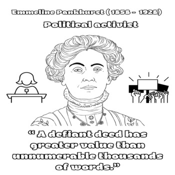 Emmeline Pankhurs Coloring Page Sheet Activity-Womens History Month ...