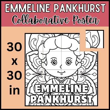 Preview of Emmeline Pankhurst Coloring Collaborative Poster - Human Rights Month Leader
