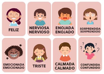 Emociones/Emotions Flash cards- Spanish by Nancy Moya | TPT