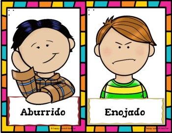 Emociones tarjetas - Feelings Posters in Spanish by HAPPY SPANISH TEACHER
