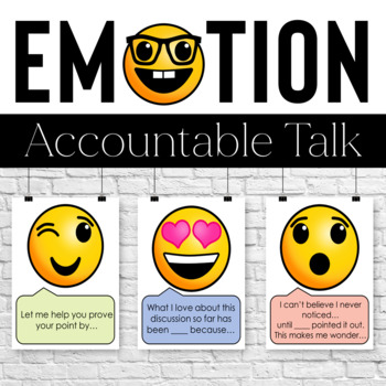 Preview of Accountable Talk Stems, Posters, Task Cards, and Games : Emotion Theme