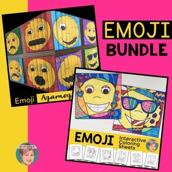 Preview of Emoji Activities BUNDLE (Agamographs & Coloring Sheets w/ Writing Prompts)