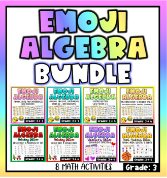 Preview of Emoji Algebra: 3RD GRADE BUNDLE!