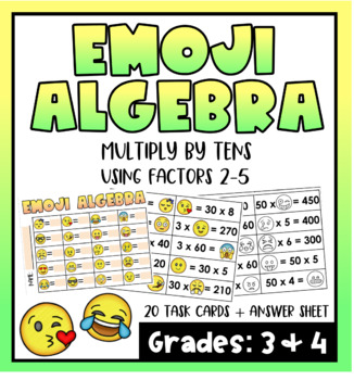 Preview of Emoji Algebra- Multiply by 10s using factors 2-5