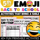 5th Grade Emoji Back to School Packet First Day Jitters Ac