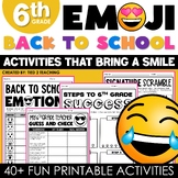 6th Grade Emoji Back to School Packet First Day Jitters Ac