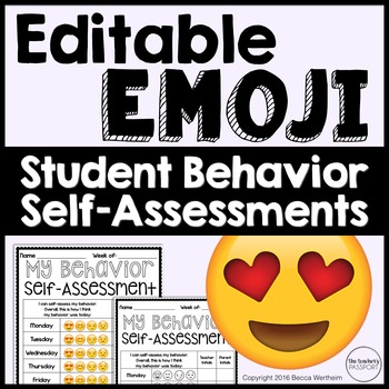 Preview of Emoji Behavior Charts/ Self Assessments (Editable)