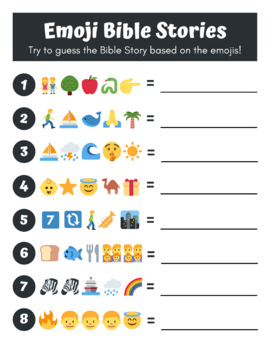 Emoji Bible Stories - Guess the Bible Story Activity Sheet by Badger ...