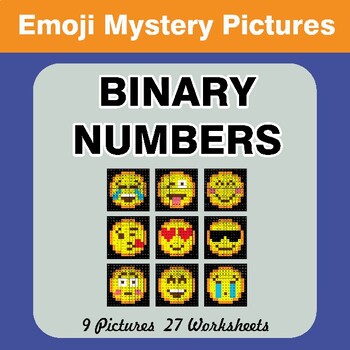 Preview of Emoji: Binary Numbers - Mystery Pictures / Color By Number