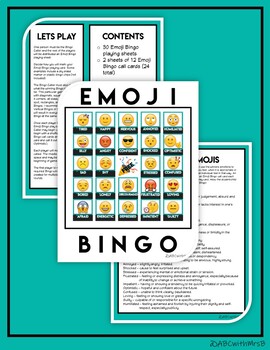 Emoji Bingo by ABCwithMrsB | TPT