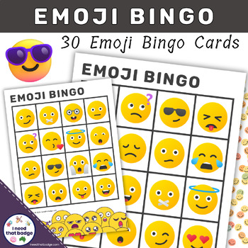 Emoji Bingo Game by I need that badge | TPT