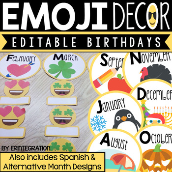 Preview of Emoji Birthday Display - Editable