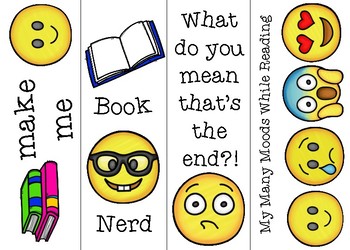 emoji bookmarks by atbot the book bug teachers pay teachers