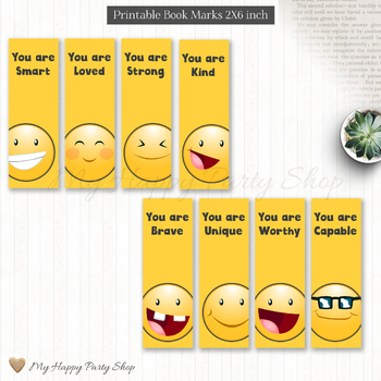 Preview of Emoji Bookmarks, Funny Bookmarks, Printable, Readings and Books, PRINTABLE