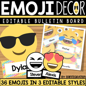 Preview of Emoji Classroom Decor Editable Bulletin Board Accents
