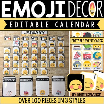 Preview of Emoji Calendar Numbers and Bulletin Board Cards: Editable