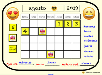 Preview of Emoji Calendar-Spanish Smart Notebook