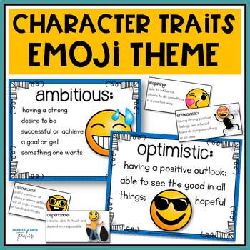 Preview of Character Traits with Graphic Organizers and Activities - Emoji Theme