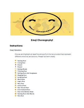 Preview of Emoji Choreography Worksheet