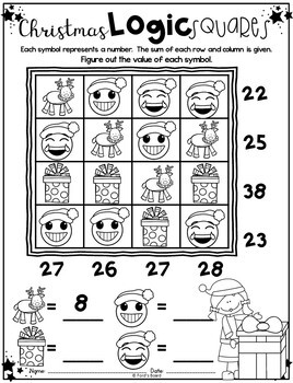 Emoji Christmas Math Logic Puzzles by Ford's Board  TpT