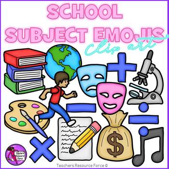 Preview of Emoji Clip Art: School Subject Themed Emojis