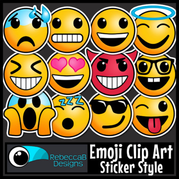 Preview of Emoji Clip Art, Emotions Clip Art - Sticker Style