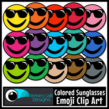 Preview of Colored Sunglasses Emoji Emotions Clip Art