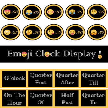 Emoji Clock Display Labels Emoji Classroom Decor Theme