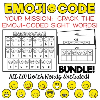 Emoji Code Dolch Sight Words Bundle All 2 Dolch Words Crack The Emoji Code