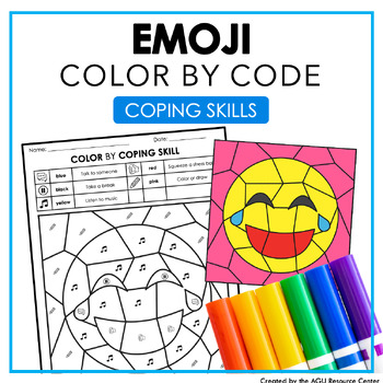 Preview of Emoji Color by Code | Coping Skills Activity