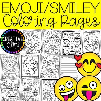 Preview of Emoji Coloring Pages (+writing papers) (Smiley Face Coloring Pages)