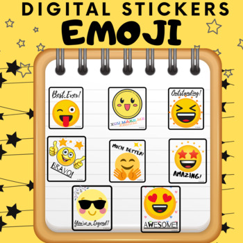 Preview of Emoji Digital Stickers Great for SeeSaw Online Back to School