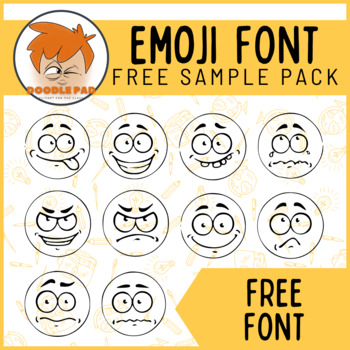 Preview of Emoji Doodle Fonts | 0-9 | Free Sample Pack {Doodle Pad Fonts}
