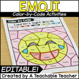 Emoji Editable Color by Code | Color by Sight Words Editable