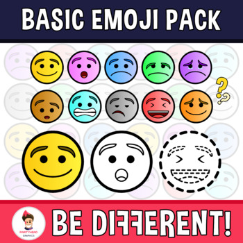 Preview of Emoji Emotion Faces Clipart Basic Pack Rainbow