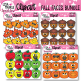 Fall Maple Leaf Acorn Apple Pumpkin Emoji Emotions Clipart BUNDLE