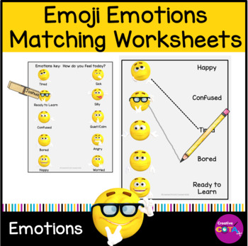 emoji emotions matching worksheets by creativecota llc tpt