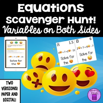 Preview of Multistep Equations with Variables on Both Sides Activity Scavenger Hunt
